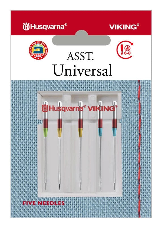 edna グライドシングル 7’5 ミッドレングス Universal Needles Assorted Sizes 5-pack | Husqvarna® Viking®