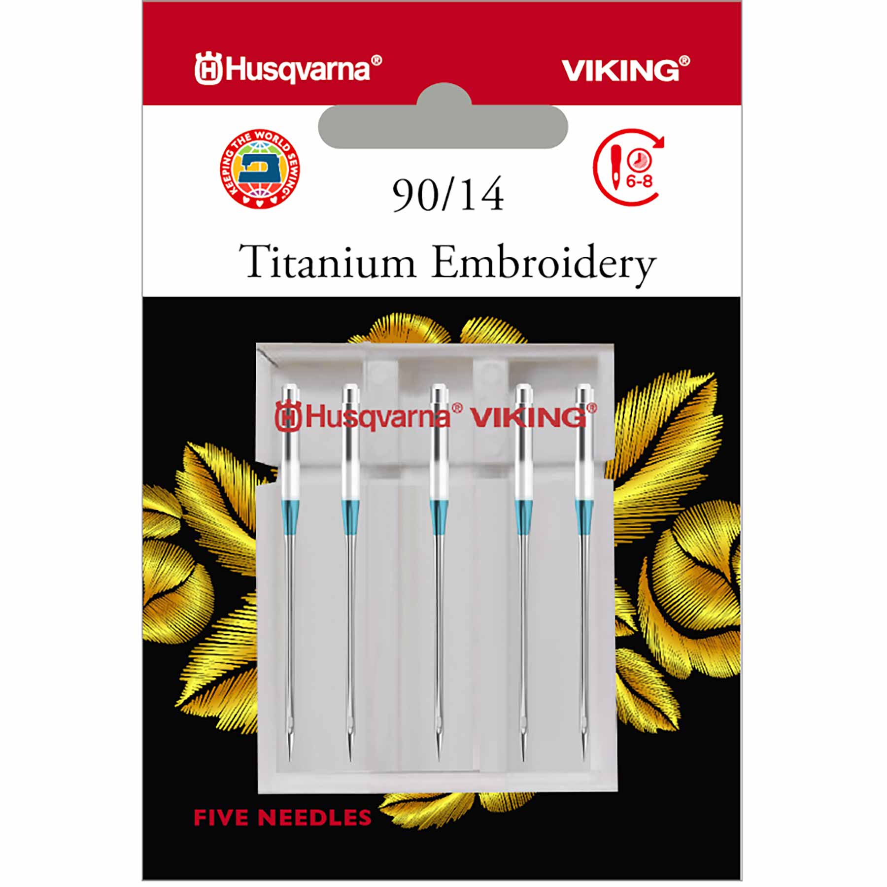 Titanium Embroidery Needles Size 90/14 5-Pack | Husqvarna® Viking®