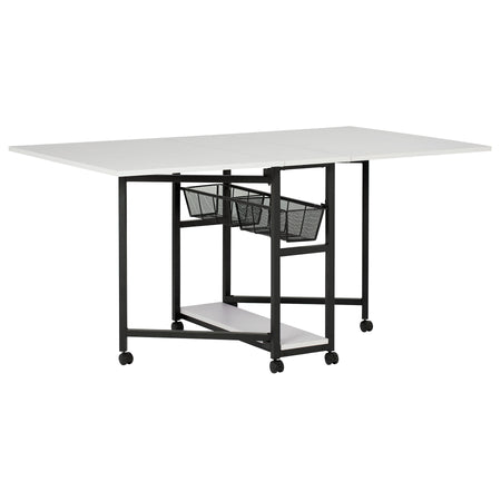 Mobile Fabric Cutting Table with Storage 30" Charcoal / White