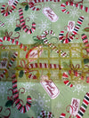 Christmas Large Candy Canes and Tags on Green 100% Cotton Price per Yard