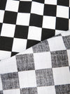 Poly Cotton Printed Fabric Square Checkered / Black/White / Sold By The Yard