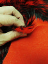 Neon Blue/Black Poison Spike Shag Faux Fur Fabric / Sold by the Yard