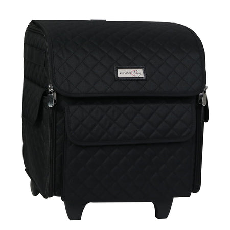 Estuche plegable con ruedas para máquina de coser, acolchado negro