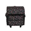 Estuche plegable con ruedas para máquina de coser, negro con motivos florales