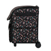 Estuche plegable con ruedas para máquina de coser, negro con motivos florales