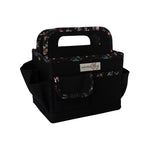 Caja plegable para manualidades de sobremesa, negra con motivos florales