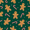 Christmas Gingerbread Dance Candy Canes on Green 100% Cotton Fabric By the Yard