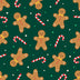 Christmas Gingerbread Dance Candy Canes on Green 100% Cotton Fabric By the Yard