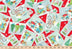 Christmas Gnomes Postcard Toss on Red 100% Cotton Fabric Price per Yard