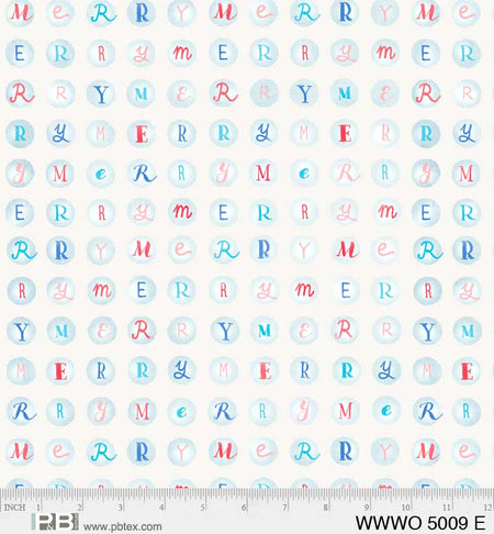 Christmas Merry Letters on White 100% Cotton Fabric Price per Yard