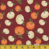 Fall Autumn Pumpkins on Burgundy 100% Cotton Fabric By the yard