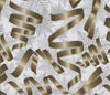 Christmas Gold Ribbons Silver Snowflakes on Cream 100% Cotton Fabric By the yard