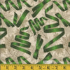 Christmas Green Ribbons Silver Snowflakes on Cream  100% Cotton Fabric By the yard