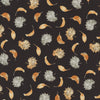 Harvest Classics: Hojas de otoño esparcidas sobre tela negra 100 % algodón. Precio por yarda