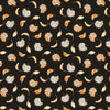 Harvest Classics: Hojas de otoño esparcidas sobre tela negra 100 % algodón. Precio por yarda