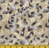 Christmas Silver Ribbons and Snowflakes on Cream 100% Cotton Fabric By the yard