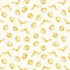 Belotas metalizadas doradas sobre tela de algodón 100 % color crema