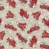 Christmas Truck And Gnome on Beige Let It Snow 100% Cotton Fabric