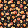 Tossed Pumpkins on Black  100% Cotton Fabric