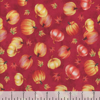 Calabazas de Acción de Gracias sobre tela de algodón 100 % color ciruela morada