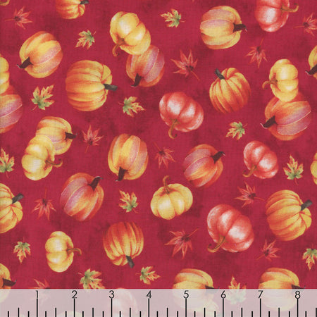 Thanksgiving Tossed Pumpkins on Purple Plum 100% Cotton Fabric