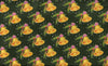Christmas Gold Bells on Green 100% Cotton Fabric