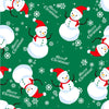 Christmas Merry Christmas Snowmen on Green 100% Cotton