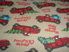Christmas Red Truck Gifts Trees on Tan 100% Cotton Fabric Price per Yard