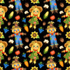 Scarecrows Fall Friends on Black 100% Cotton Price per yard
