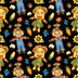 Scarecrows Fall Friends on Black 100% Cotton Price per yard