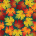 Falling Leaves on Green Teal Fall Autumn 100% Cotton Fabric