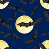 Halloween Bats Full Moon on Blue 100% Cotton Fabric