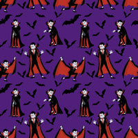 Halloween Dracula Vampire on Purple 100% Cotton Fabric