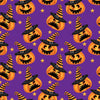 Halloween Mischievous Pumpkins on Purple 100% Cotton Price per Yard