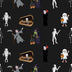 Halloween Spooky Monsters Creatures on Black 100% Cotton Fabric