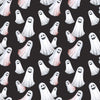 Halloween Spooky Smiling Ghosts on Black 100% Cotton Fabric