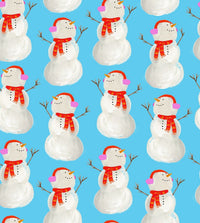 Christmas Best in Snow-Man on Blue 100% Cotton Price Per Yard