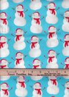 Christmas Best in Snow-Man on Blue 100% Cotton Price Per Yard