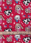 Tela «Patriotic Pups on Red Dogs», 100 % algodón. Precio por yarda
