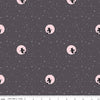Halloween Starry Night Witch Moon on Gray Sparkle 100% Cotton Price Per Yard