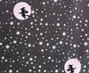 Halloween Starry Night Witch Moon on Gray Sparkle 100% Cotton Price Per Yard