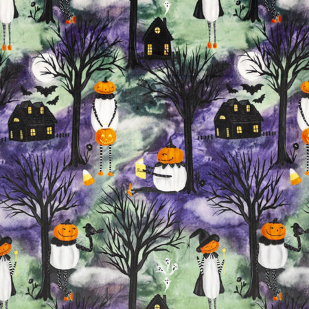 Cabezas de calabaza de Halloween, 58 pulgadas de ancho. Precio por yarda