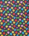 Dog Puppies Bones Paws and Hearts on Black Novelty 100% Cotton Price Per Yard