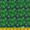 Christmas Snowflakes on Blended Green 100% Cotton Fabric Price per yard
