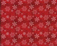 Christmas Snowflakes on Blended Red Christmas 100% Cotton Fabric Price per yard