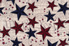 Estrellas patrióticas sobre fondo blanco, 100 % algodón. Precio por yarda