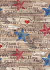 Patriotic Stars and Text on Wood Pattern 100% Cotton Price per Yard