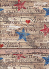 Patriotic Stars and Text on Wood Pattern 100% Cotton Price per Yard