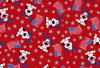 Patriotic Dogs Pups with Flags on Red Glitter 100% Cotton Price per Yard