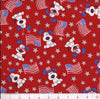 Patriotic Dogs Pups with Flags on Red Glitter 100% Cotton Price per Yard